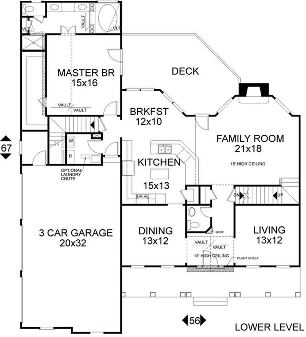 Floor Plan First Story of Colonial Plan #109-1185